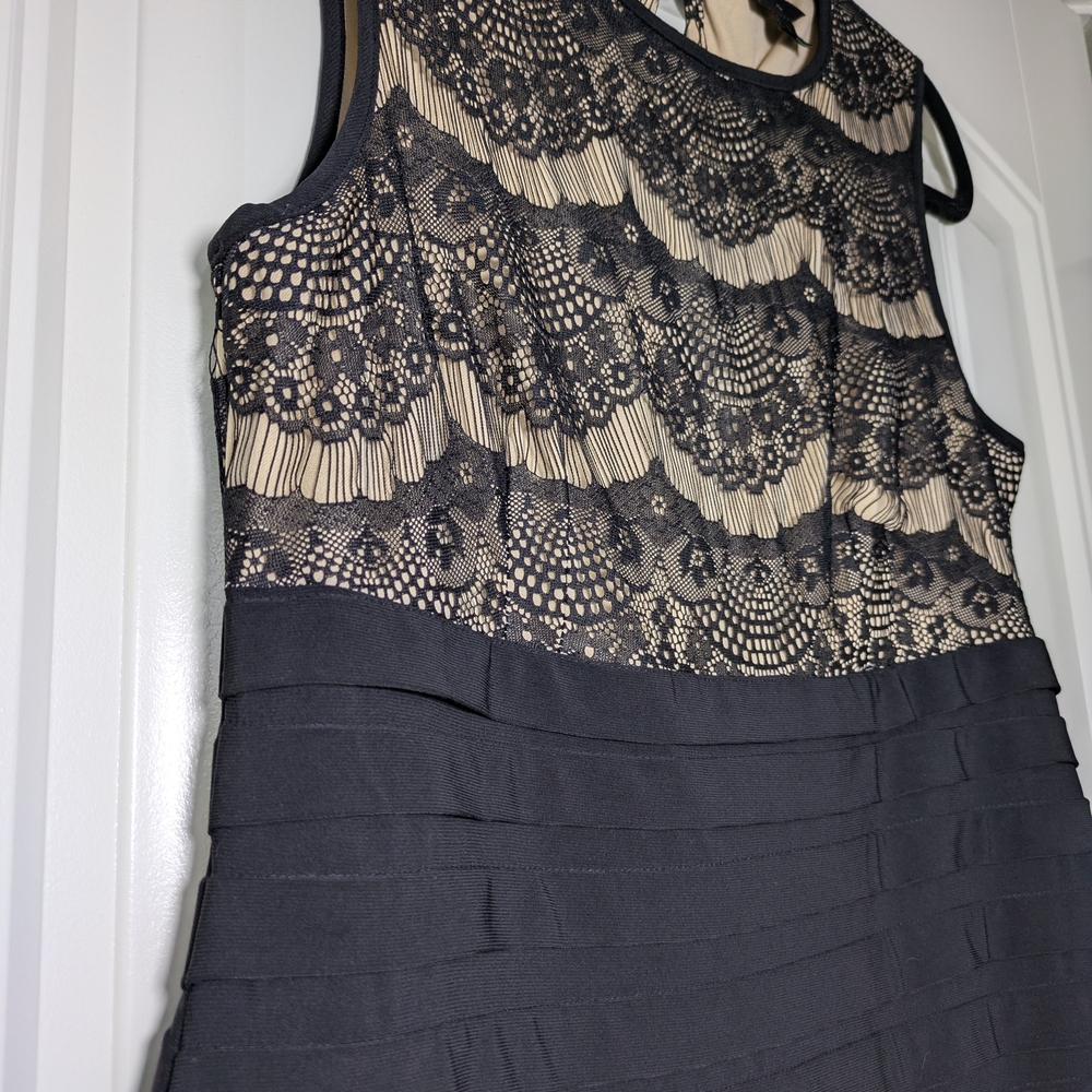 Scarlett Blk/Cream Midi Dress Sz10 Party/Special Occ/Cocktail A Line Formal